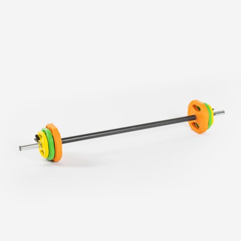 Set de body pump con barra y 6 discos de peso de colores 20 kg Forutsu Promoción