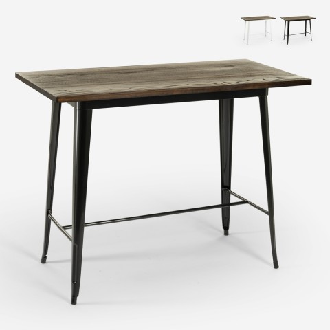 Mesa alta estilo industrial para taburete bar cocina 120 x 60 x 106 cm Catal Promoción