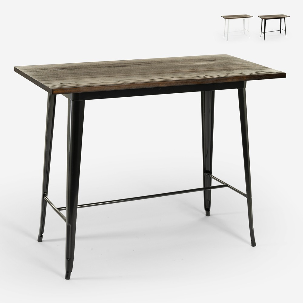 Mesa alta estilo industrial para taburete bar cocina 120 x 60 x 106 cm Catal