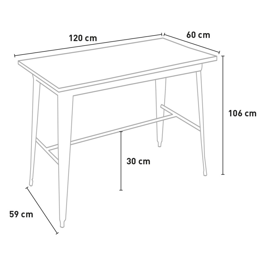 Catal mesa alta estilo industrial taburete bar cocina 120 x 60 x 106 cm