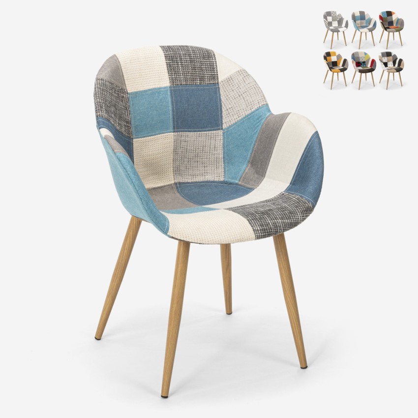 Sillón de comedor patchwork nórdico estudio Finch Modelo Sillón de comedor patchwork nórdico estudio Finch Modelo