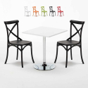 Mesa Cuadrada Blanca Con 2 Sillas De Colores Interior Bar Vintage Cocktail Promoción
