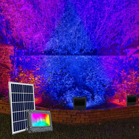 Foco LED con panel solar proyector RGB Bluetooth Toscor M Promoción