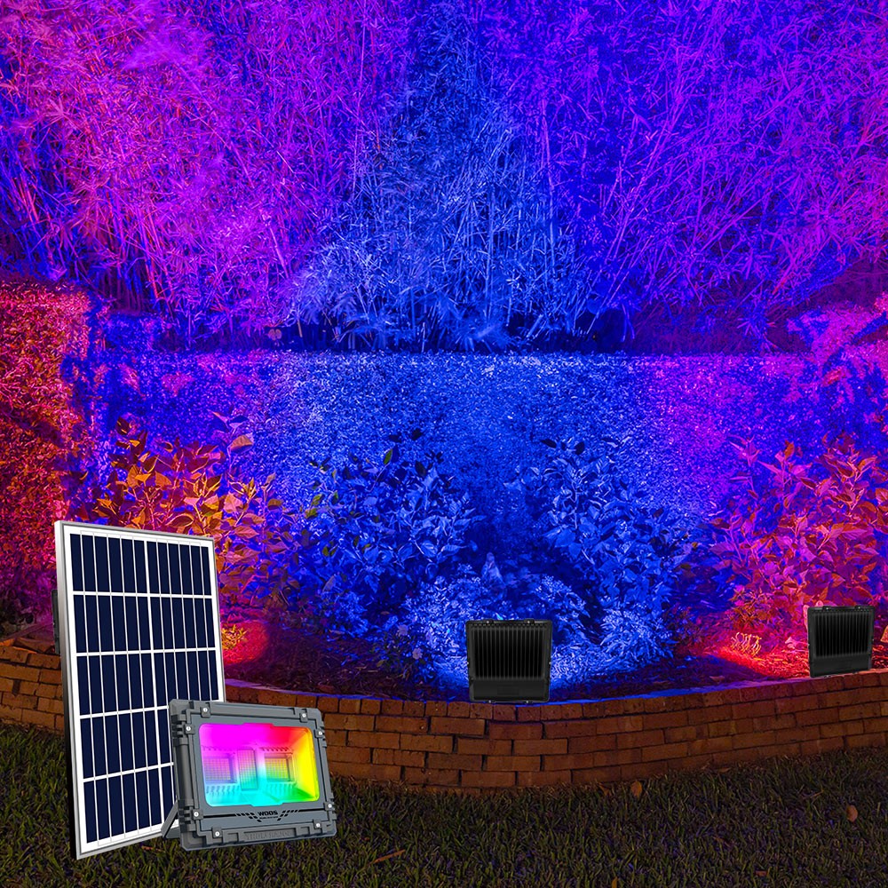 Foco LED con panel solar proyector RGB Bluetooth Toscor M