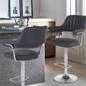 Taburete alto de cocina polipiel brazos regulables base cromada Tampa Catálogo