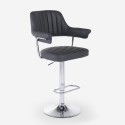 Taburete alto de cocina polipiel brazos regulables base cromada Tampa Características