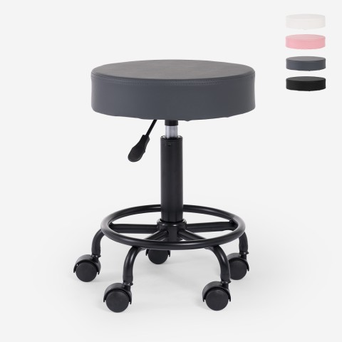 Taburete giratorio esteticista ergonómico ajustable acolchado Senzu Promoción