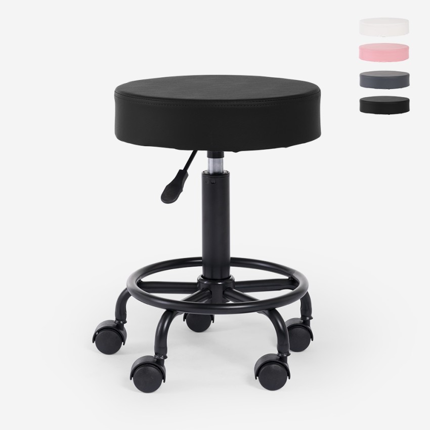 Taburete de esteticista ergonómico regulable tapizado giratorio Senzu. Oferta Taburete de esteticista ergonómico regulable tapizado giratorio Senzu. Oferta