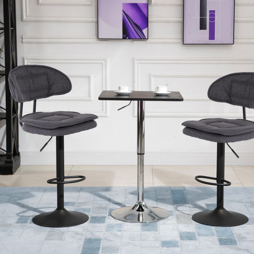 Taburete de bar de cocina ajustable moderno en tela tapizada Nashville. Promoción