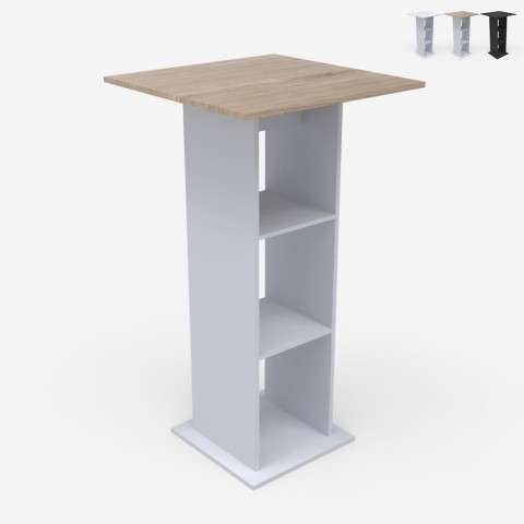 Mesa auxiliar de comedor mesa alta de bar 3 estantes 60 x 60 cm Sunet Promoción