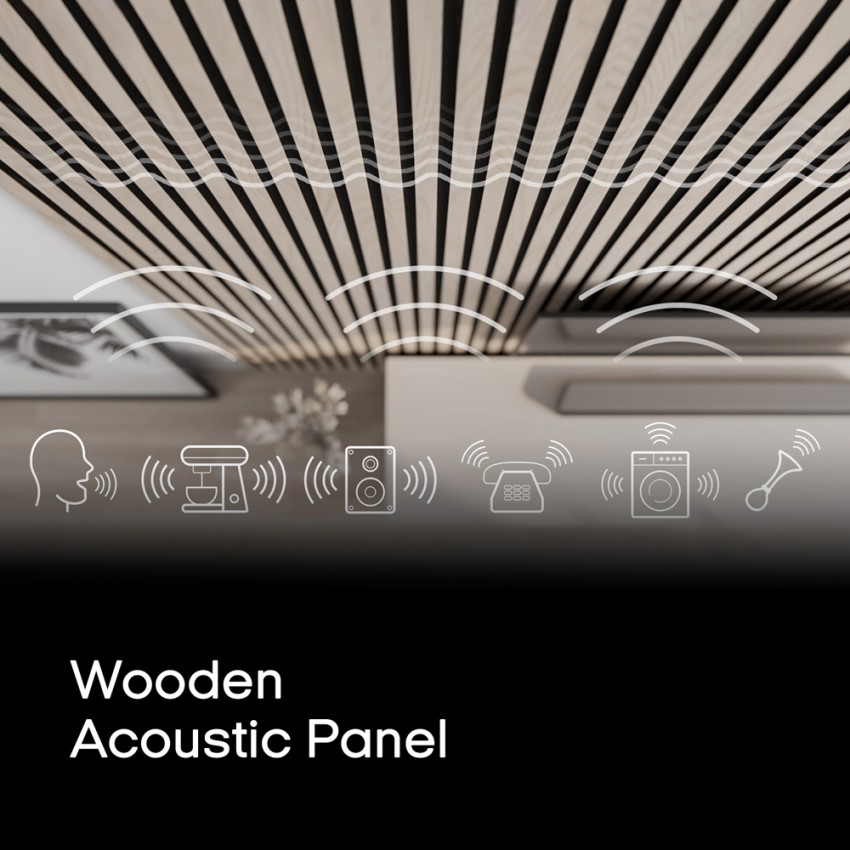 Pared paneles acústicos decorativos PRO con nogal de Nordic Acoustics en  240x60cm