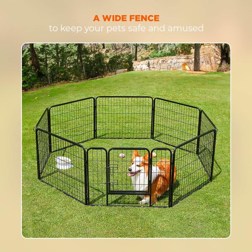 Valla para perros y animales caja metálica 80cm exterior jardín Cuonhus Promoción