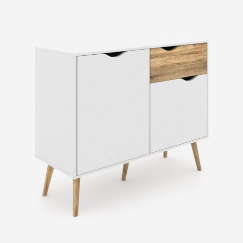 Mueble aparador estilo nórdico 2 puertas 1 cajón blanco madera Jubi Promoción