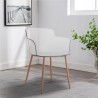 Silla de policarbonato transparente con reposabrazos y patas de madera Suntree Descueto