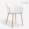 Silla de policarbonato transparente con reposabrazos y patas de madera Suntree Venta