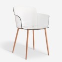 Silla de policarbonato transparente con reposabrazos y patas de madera Suntree Características