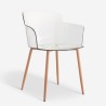 Silla de policarbonato transparente con reposabrazos y patas de madera Suntree Características