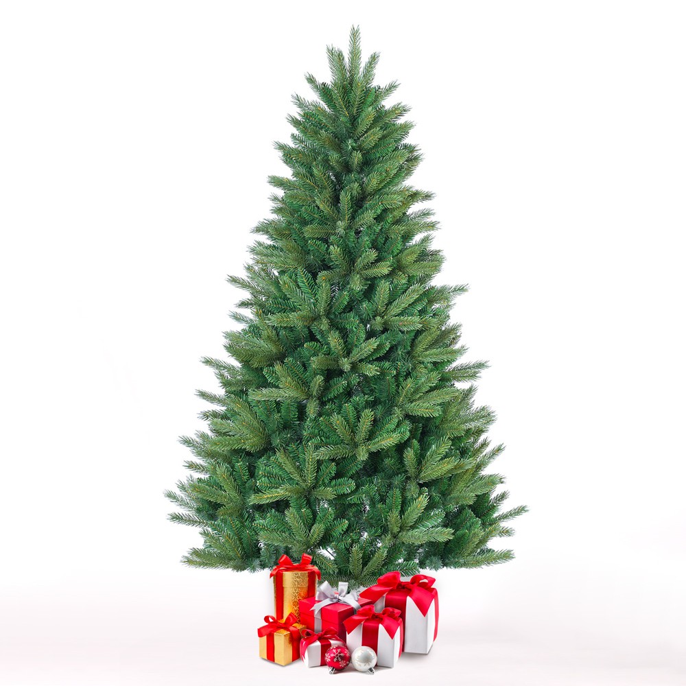 Árbol de Navidad alto 210 cm clásico verde artificial ramas falsas Melk
