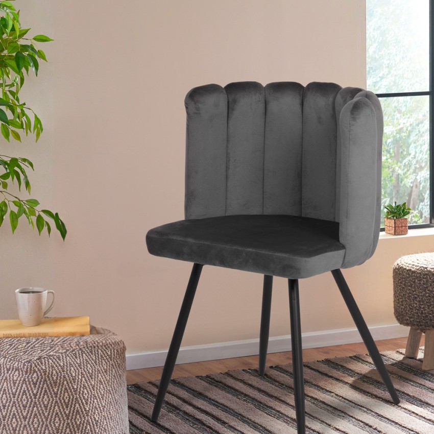  Silla de comedor forma de concha tapizada en terciopelo diseño Shelly Promoción



