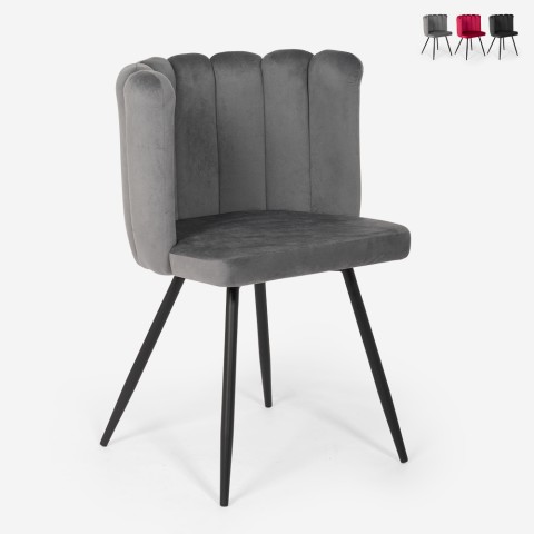 Silla de comedor estilo sillón, tapizada en terciopelo diseño Shelly Promoción