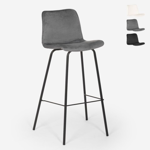 Taburete alto de bar para cocina fijo en terciopelo diseño moderno Dett Promoción