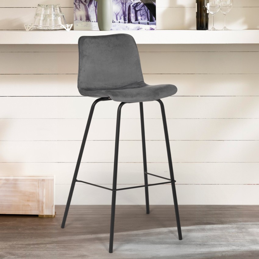  Taburete alto de bar cocina fijo terciopelo diseño moderno Dett Promoción