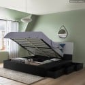 Cama matrimonial con canapé 160 x 200 cm diseño elevable Steyr King Rebajas