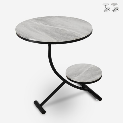 Mesa de centro de diseño redonda de mármol con 2 estantes 50x50cm Marpes XL Promoción