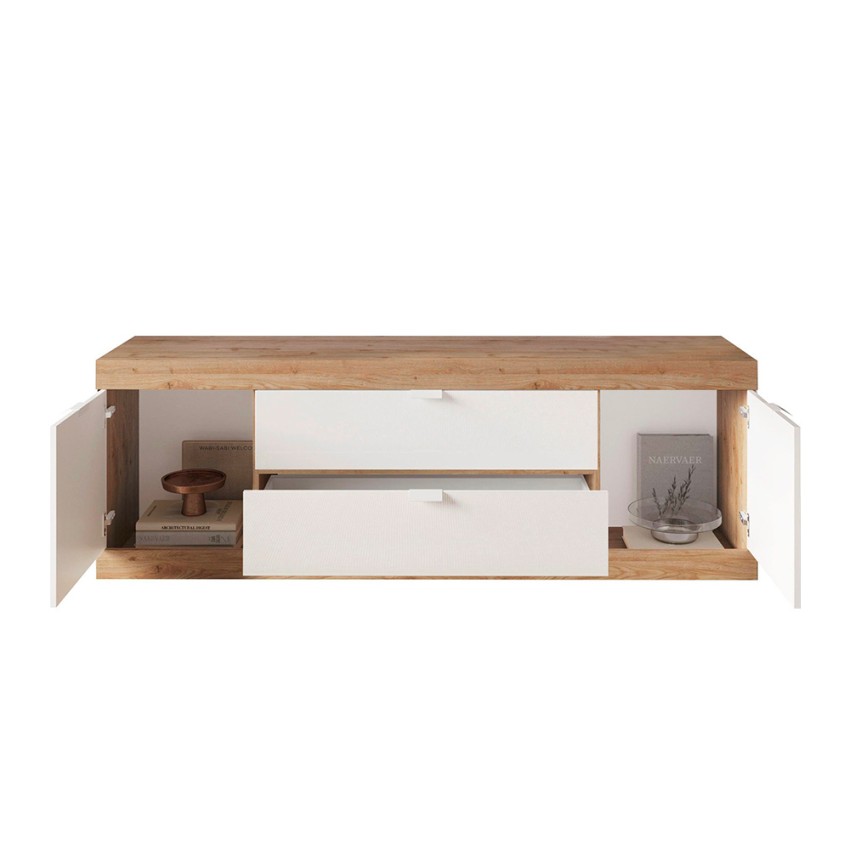 Mueble bajo de TV Venice Homcom 2 módulos + 2 puertas natural/blanco  48,8x110x39 cm