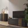 Mueble TV diseño moderno 3 puertas madera gris 181x44x59cm Suite Medidas