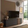 Mueble TV diseño moderno 3 puertas madera gris 181x44x59cm Suite Coste