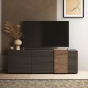 Mueble TV diseño moderno 3 puertas madera gris 181x44x59cm Suite Oferta