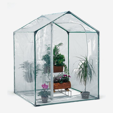 Invernadero de balcón para plantas y flores de 153 x 153 x h210 cm en PVC y acero Mimosa M Promoción