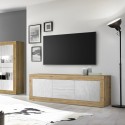 Mueble TV 210cm madera 2 puertas 2 cajones blanco Visio WB Coste