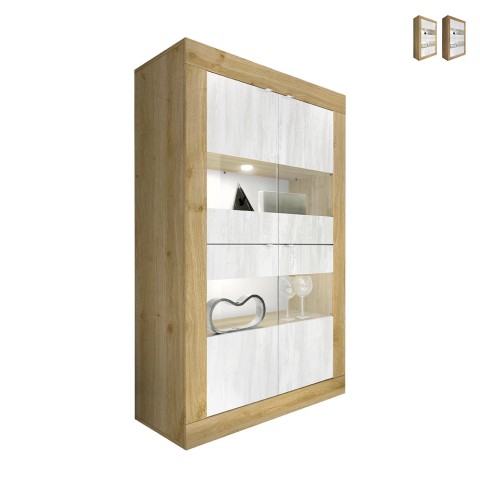 Vitrina moderna de salón 4 puertas en madera blanca 102x43cm Tina WB Basic Promoción