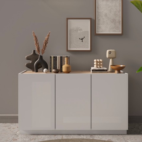 Credenza de madera moderna 3 puertas aparador sala 155x40x87cm Dakota Promoción