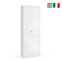 Armario de 2 puertas mueble baño multiusos blanco brillante 70x35x188cm Jude Venta