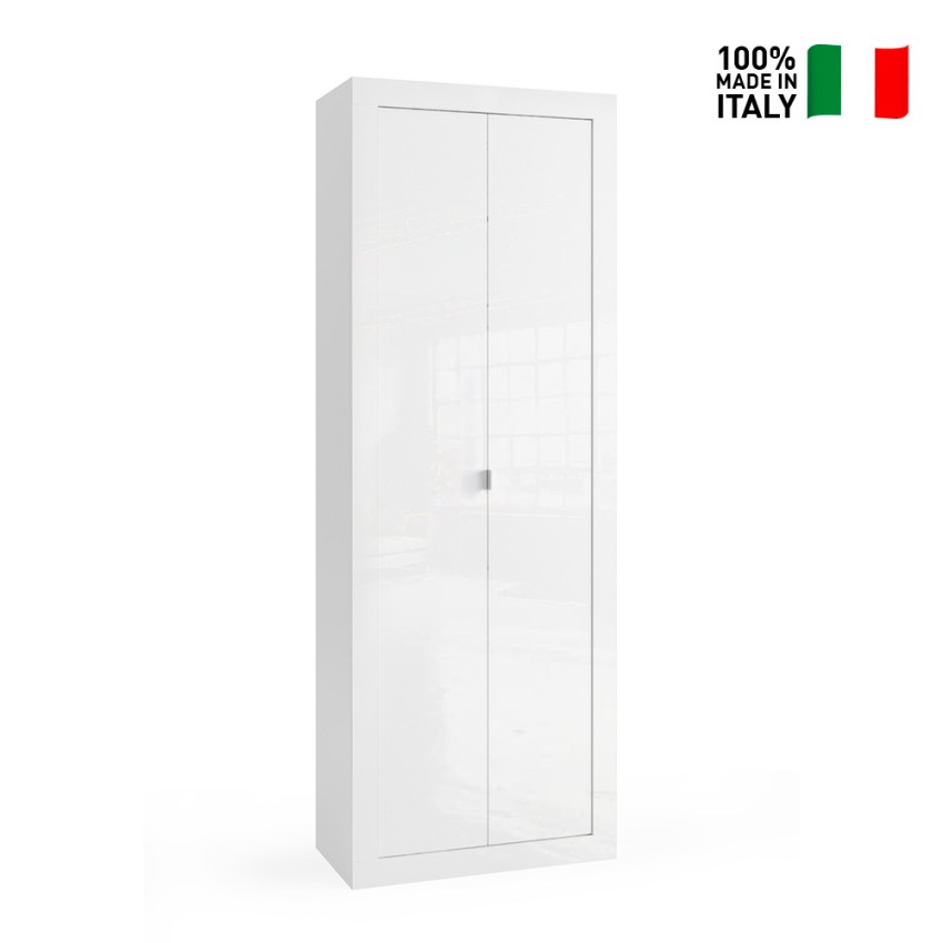 Jude armario 2 puertas mueble baño multiusos blanco brillo 70x35x188cm