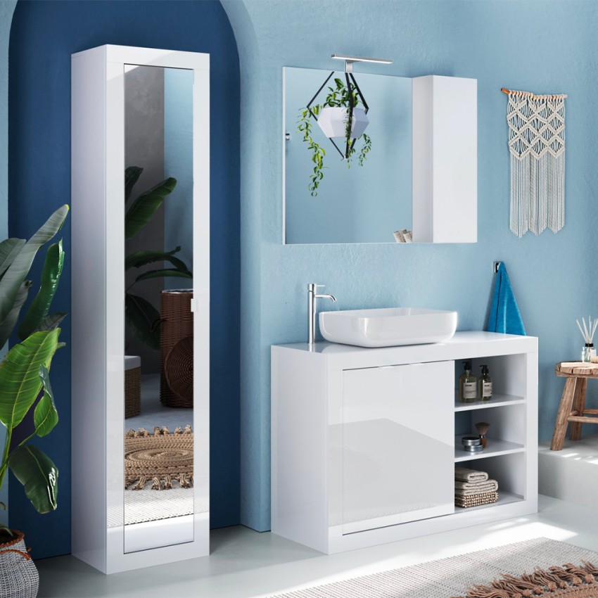 Tamiq mueble baño para lavadora, secadora y WC 3 estantes 63x24x157 h