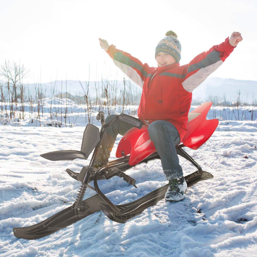 Comet trineo de nieve para niños con manillar asiento y frenos a pedal