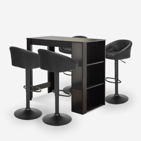 Conjunto 4 taburetes de bar giratorios mesa cocina negro alto 120x60cm Vernon Promoción