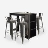 conjunto de mesa alta bar negro 4 taburetes con respaldo cruzville Descueto