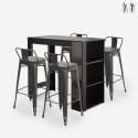 conjunto de mesa alta bar negro 4 taburetes con respaldo cruzville Promoción