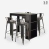 conjunto de mesa alta bar negro 4 taburetes con respaldo cruzville Promoción