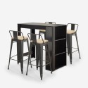 conjunto de mesa alta bar negro 4 taburetes Lix con respaldo cruzville Catálogo