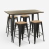 conjunto 4 taburetes bar industrial mesa 120x60 negro vintage fordville Catálogo