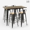 conjunto de 4 taburetes de bar Lix respaldo mesa alta cocina negro 120x60 wahoo Venta