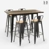 conjunto de 4 taburetes de bar respaldo mesa alta cocina negro 120x60 wahoo Venta