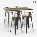 conjunto mesa alta blanca industrial 4 taburetes de bar respaldo palmyra Promoción