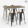 conjunto mesa alta blanca industrial 4 taburetes de bar respaldo palmyra Promoción